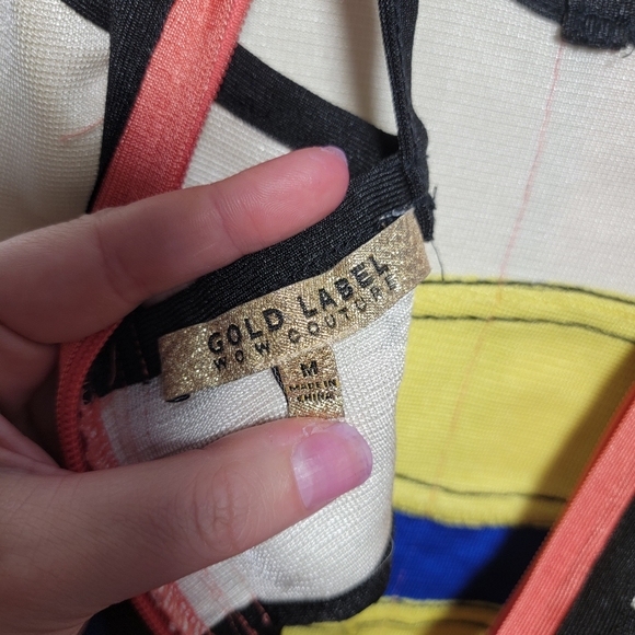 Gold label colorful body con dress / size m - Picture 3 of 3